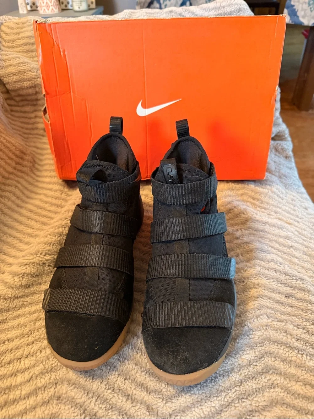 Nike Kids' Black Strap High-Top Sneakers - WORN ONCE!!